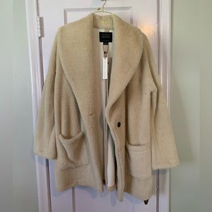 NWT Sanctuary by Anthropologie Faux Fur Coat with Button and Pockets